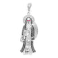 Dije Medalla Grande Santa Muerte Zirconias Plata 925 7.7 Cm - Negro