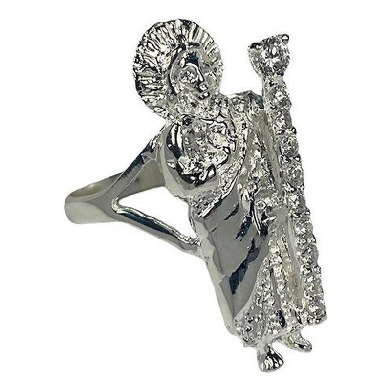 Anillo San Judas Tadeo Con Zirconias Plata Solida 925