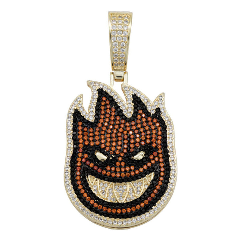 Dije Hombre Fuego Hiphop Piedra + Cadena Regalo Chapa Oro14k