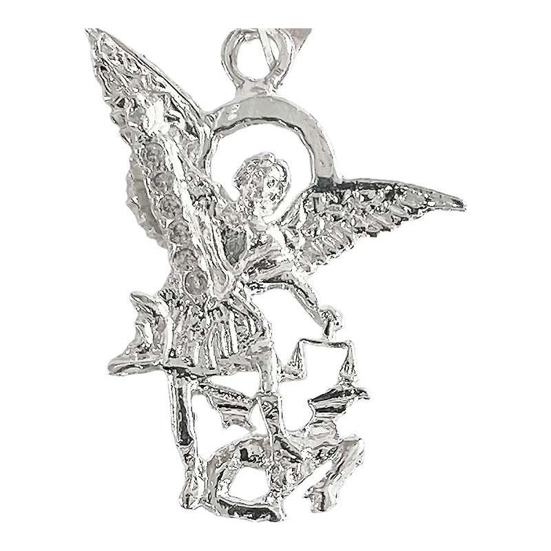 Dijes San Miguel Arcangel Con Zirconias Plata Solida 925