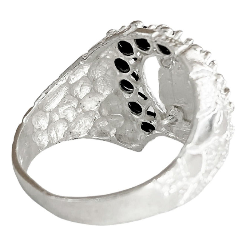 Anillo Santa Muerte Herradura Zirconias Plata Ley 925