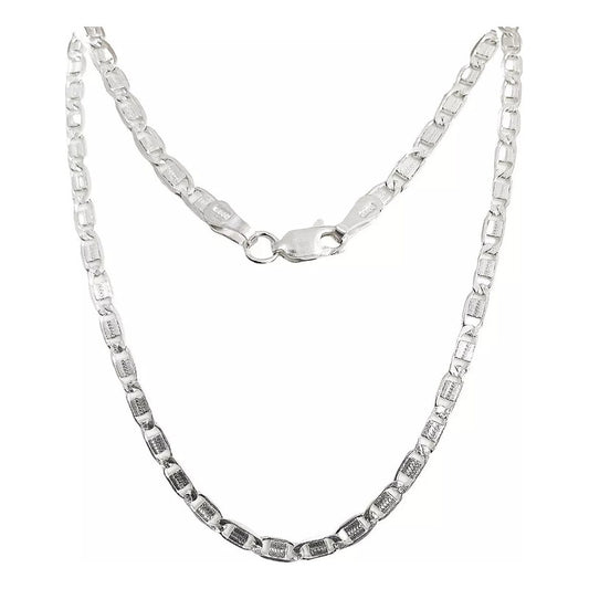 Cadena De Plata Ley .925 Marinera Diamantada 60 Cm X 4 Mm