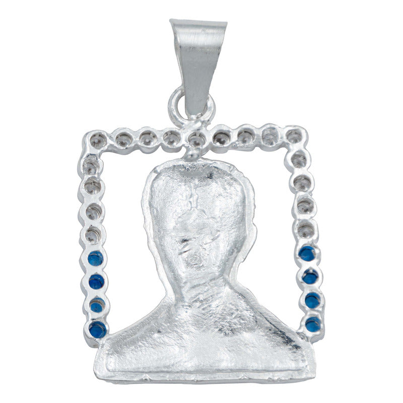 Dije Grande Jesús Malverde Con Zirconias Plata Solida 925