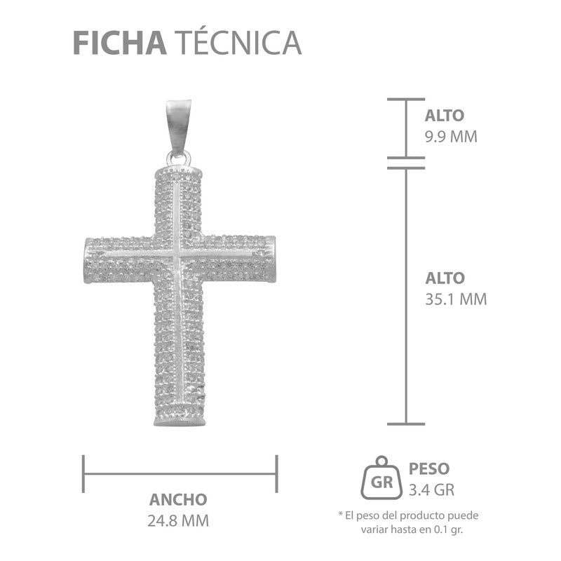 Dije Cruz Elevada Zirconias Hombre Regalo Plata 925 4.6 Cm Plateado