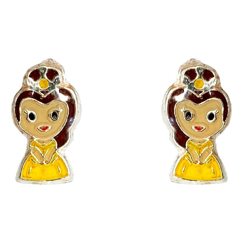 Aretes Broquel Arracadas Pendiente Princesas Plata 925