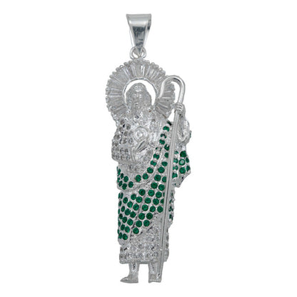 Dije Grande San Judas Zirconias Piedras Plata 925 7.5 Cm