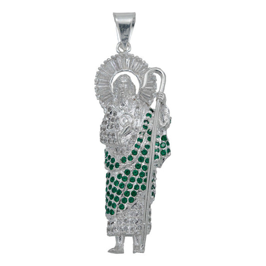 Dije Grande San Judas Zirconias Piedras Plata 925 7.5 Cm