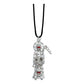 2 Piezas Collar Dije Santa Muerte Calavera Piedra Caucho