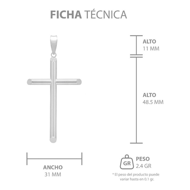 Dije Cruz Tubo Tubular Lisa Sencillo Hombre Plata 925 6 Cm Plateado