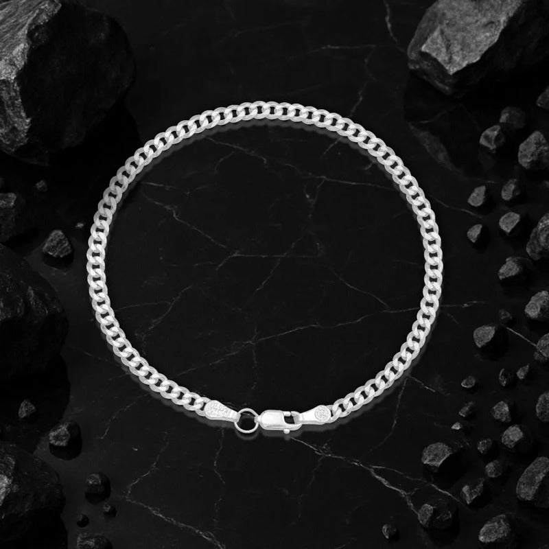 Pulsera Cubana Cerrada Hombre Mujer Regalo Plata S925 4 Mm Plateado 6 Cm 22 Cm