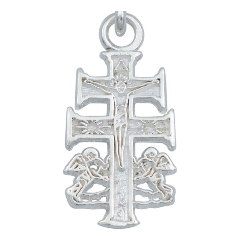 Dije Cruz Caravaca Chica Cristo Angel Hombre Mujer Platas925 Plateado