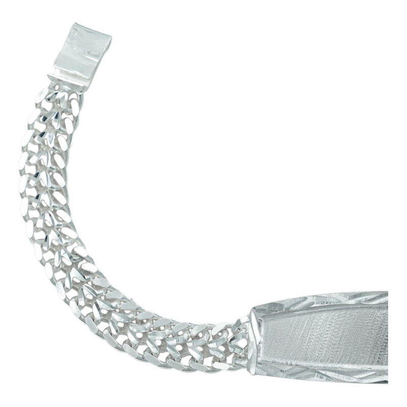 Esclava Doble Cubana Placa Diam Adolescente Plata Maciza 925