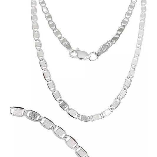 Cadena De Plata Ley .925 Marinera Unisex Lisa 50 Cm X 4 Mm