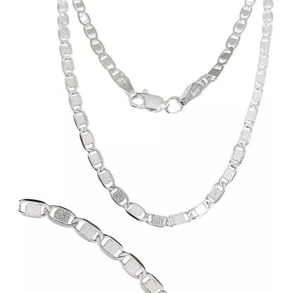 Cadena De Plata Ley .925 Marinera Unisex Lisa 50 Cm X 4 Mm