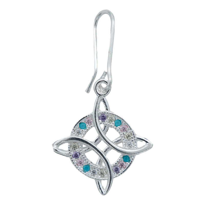 Aretes Gancho Nudo De Bruja Mood 2 Zirconias Plata Ley S925
