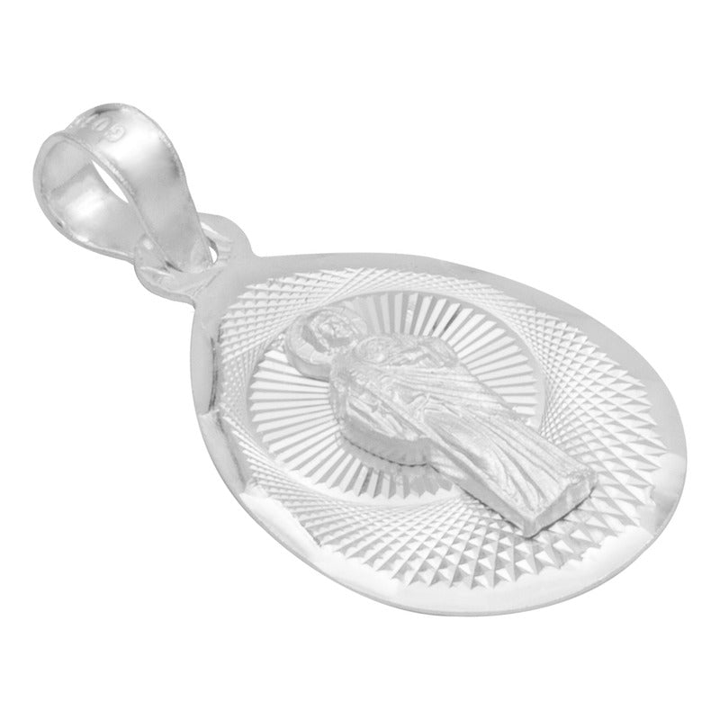 Dije Medalla Gota Diamantada San Judas Plata 925 1.4 Cm