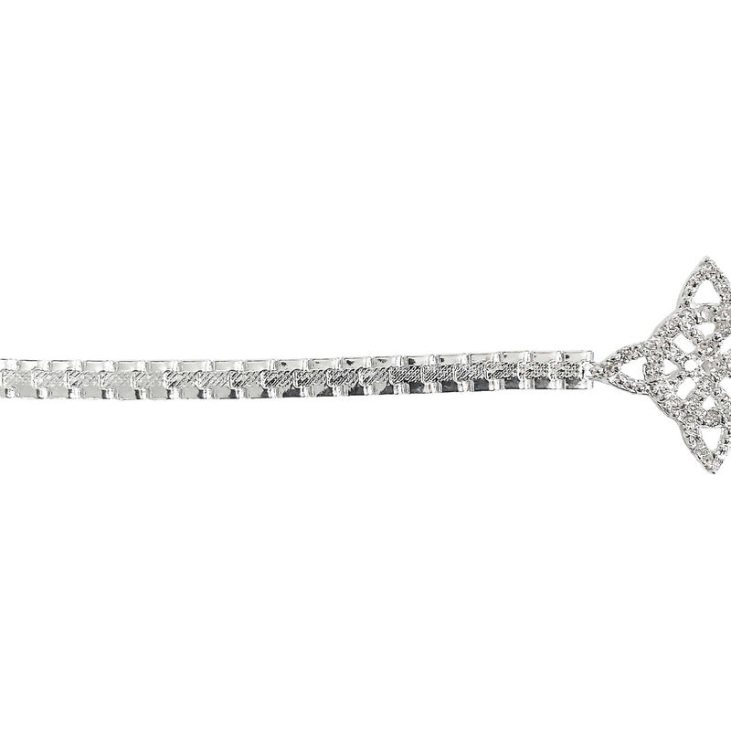 Pulsera Nudo De Bruja Diamantado Zirconias Plata S925 Plateado 6 Cm 20 Cm