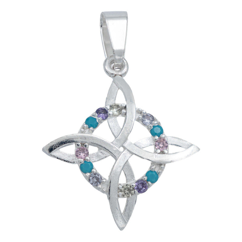 Dije Nudo De Bruja Plano Con Zirconias En Plata Ley 925
