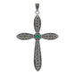 Dije Cruz Grande Rodizada De Plata Ley 925 Con Zirconia 6 Cm Verde
