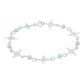 Pulsera Nudo De Bruja Laser Cristales Regalo Mujer Plata 925 Celeste 19 Cm