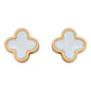 2 Pares Broquel Trebol Acero Inoxidable Chapa De Oro