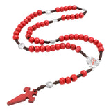 Rosario Madera Cruz Religion Conchas Camino De Santigo Metal Rojo