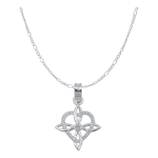 Dije Nudo De Bruja Corazón Zirconias Con Cadena Plata 925