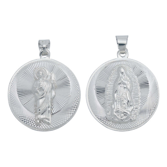 Medalla Con Doble Vista San Judas Virgen Guadalupe Plata 925