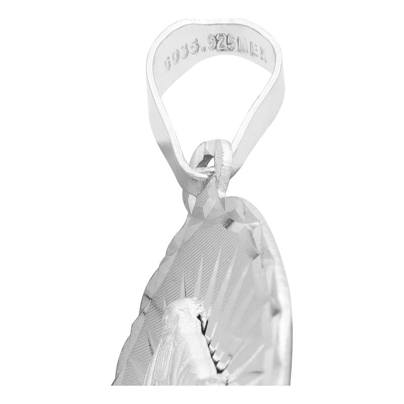 Dije Oval Diaman Estrella Virgen Milagrosa Plata 925 1.7 Cm