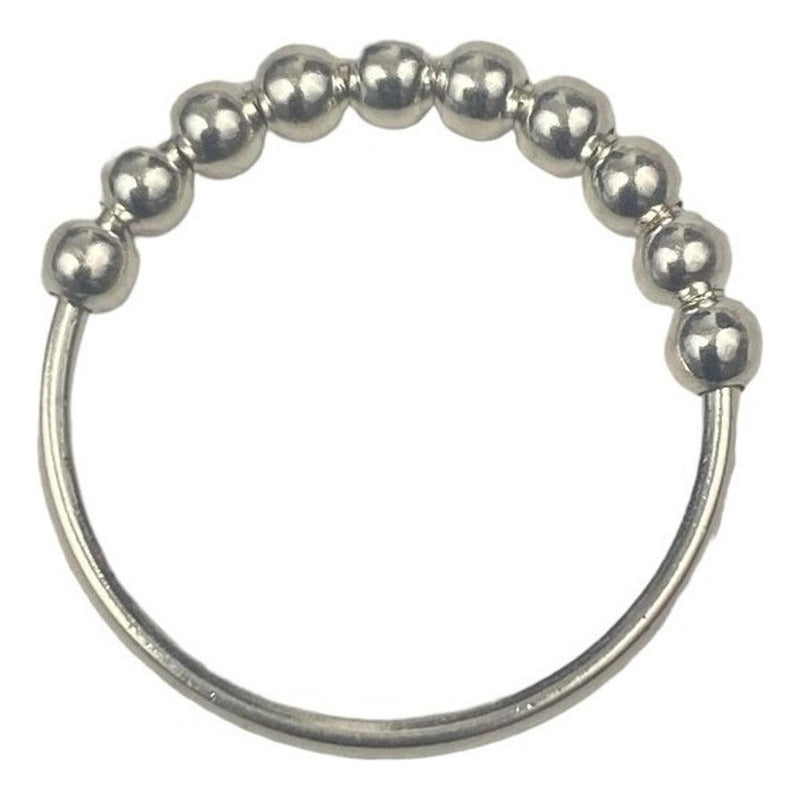 Anillo Antiestres Perlas Movibles Antiansiedad Plata 925