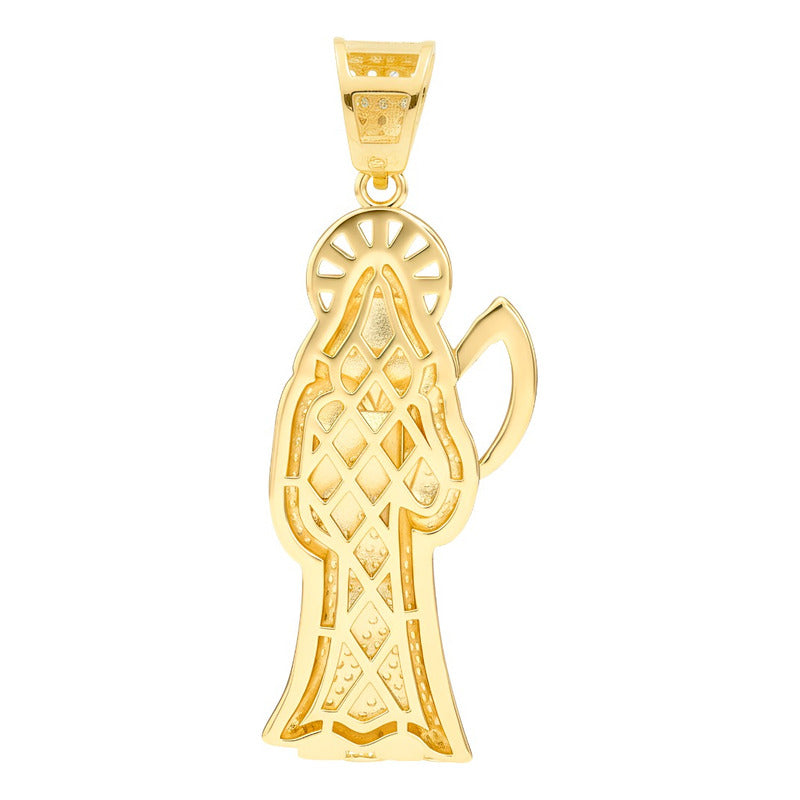 Dije Grande Santa Muerte Oro Laminado 14k Piedra 6 Cm Amarillo