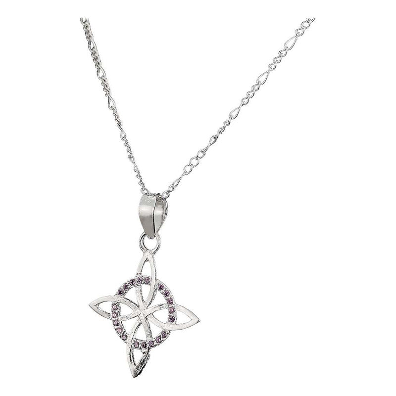 Dije Nudo De Bruja Plano Zirconias Chico Plata +cadena Plata