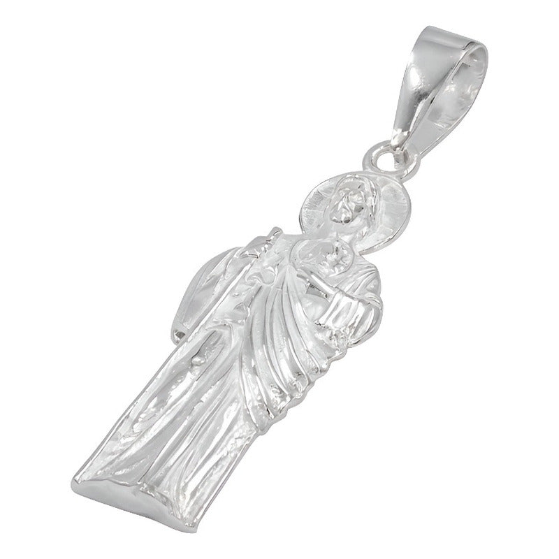 Dije Medalla Grande San Judas Tadeo Liso Plata 925 (5.5 Cm) Plateado