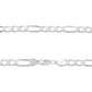 Cadena Figaro 3x1 Diamantada Hombre Plata 925 65 Cm X 7 Mm Plateado