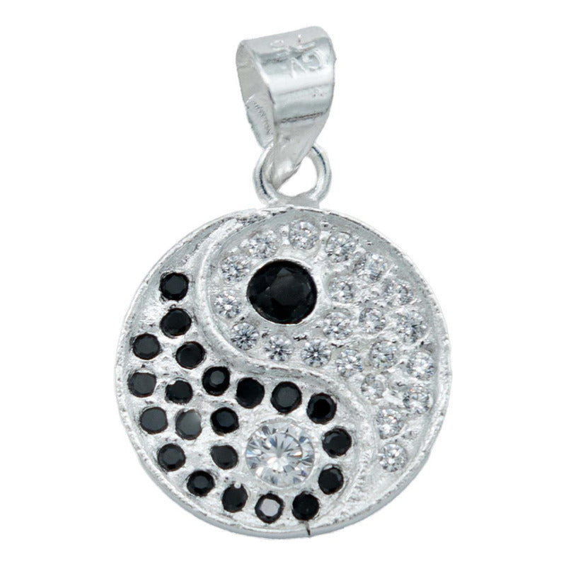Collar Ying Yang Zirconias Equilibrio Plata Ley 925
