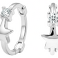 Aretes Huggies De Estrella Y Zirconia En Plata Ley .925