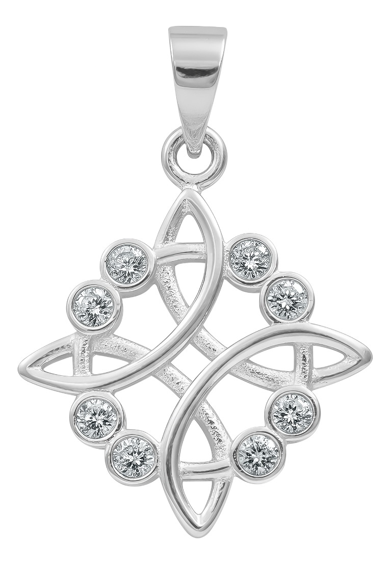 Dije Nudo Bruja Celta 8 Zirconias  Amuleto Plata 925 3.2 Cm Blanco