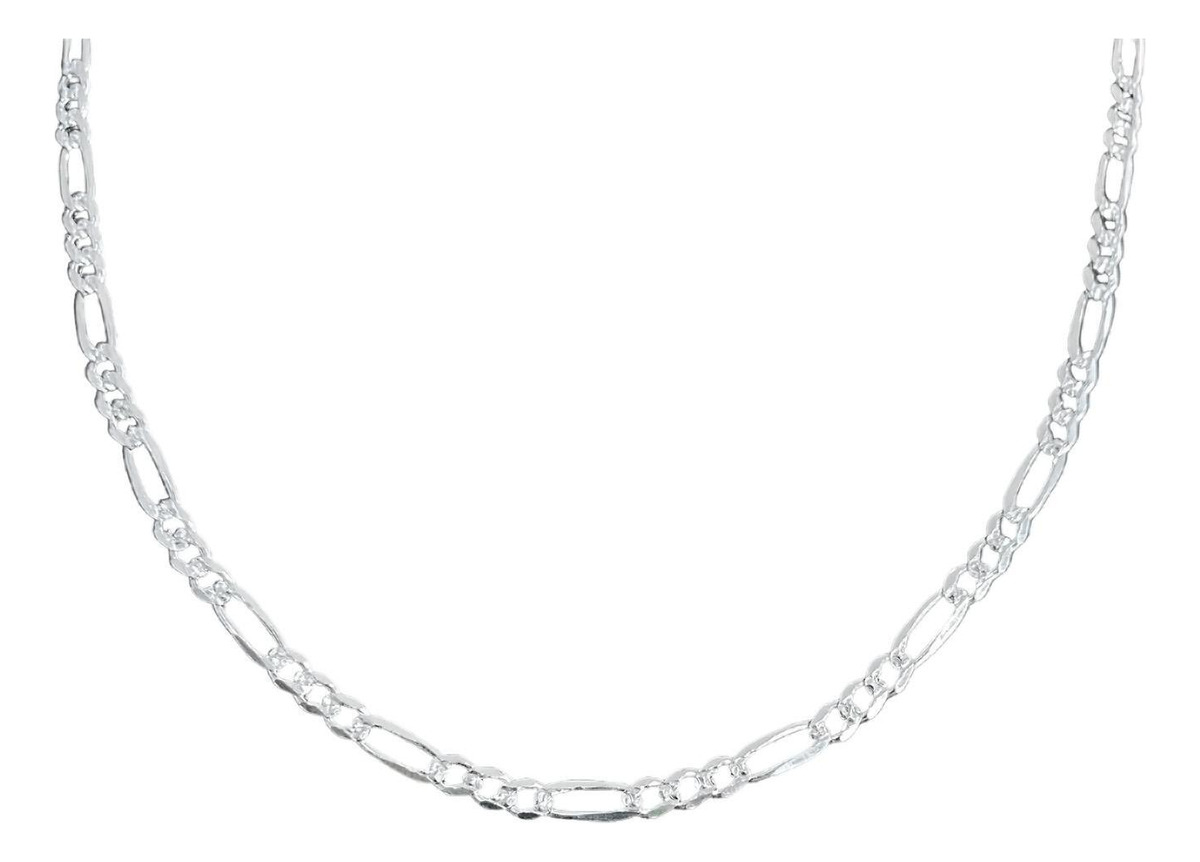 Cadena De Plata 925 Diamantada Hombre Fígaro 55 Cm X 4 Mm
