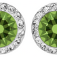 Juego Dije Aretes Plata 925 Con Cristales Zirconias 1.5 Cm Verde