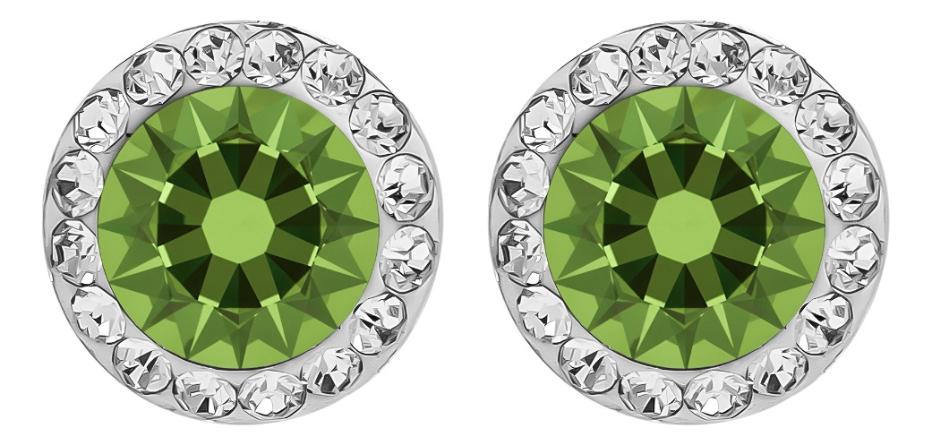 Juego Dije Aretes Plata 925 Con Cristales Zirconias 1.5 Cm Verde