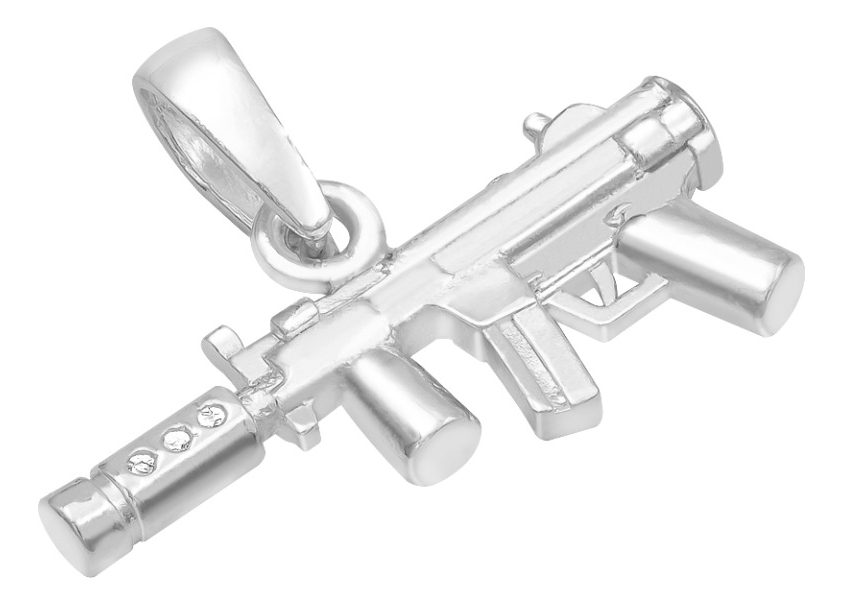 Joyaris Dije Subfusil Silenciador Plata 925 Hombre 26mm Plateado