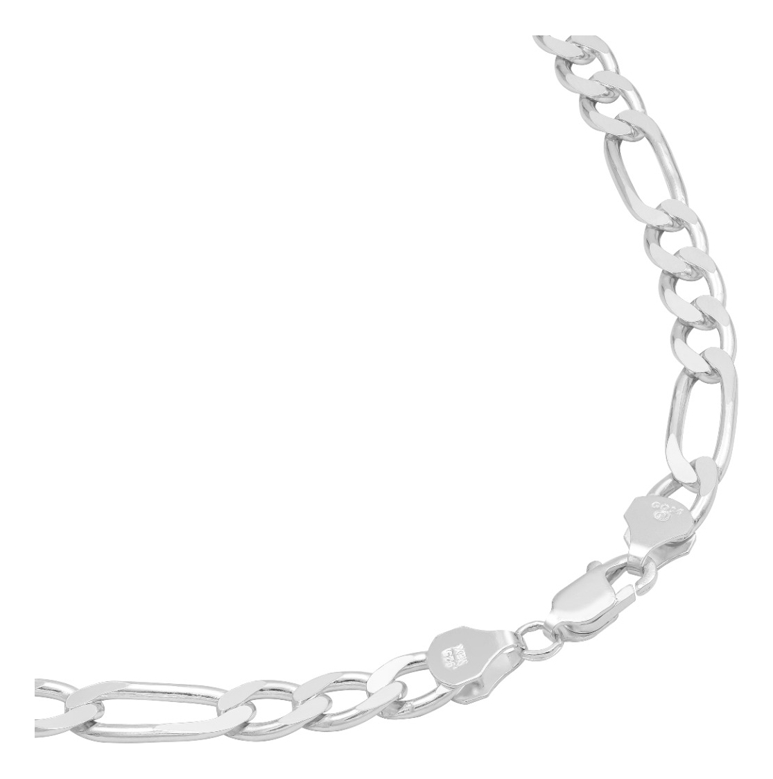 Joyaris Cadena Figaro 3x1 Plata 925 Hombre 55cm 7mm Plateado