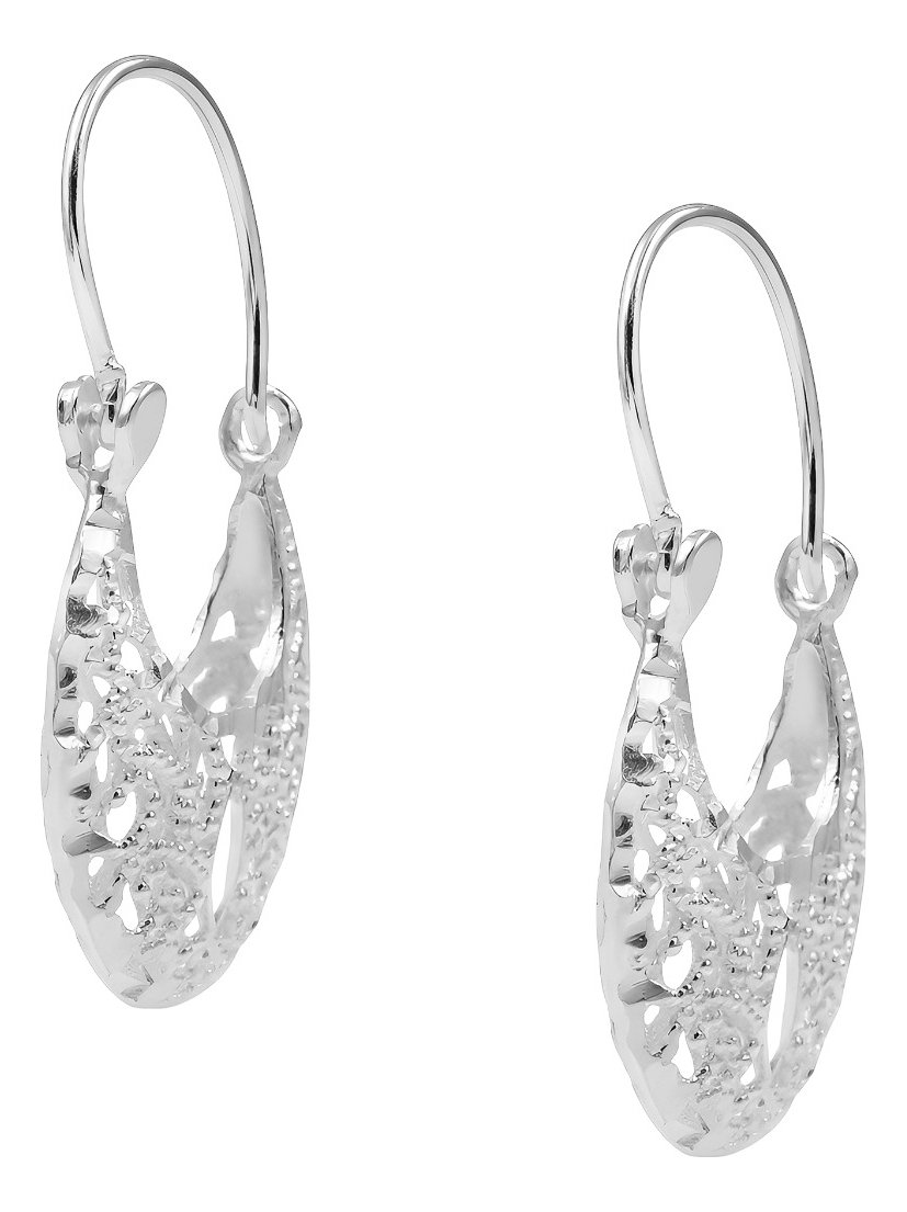 Arracadas Huggies Plata 925 Filigrana Diamantado Canasta