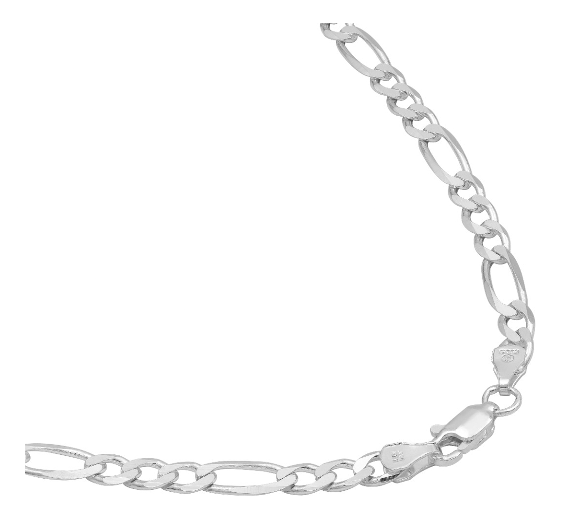 Joyaris Cadena Figaro 3x1 Plata 925 Hombre 45cm 4mm Plateado