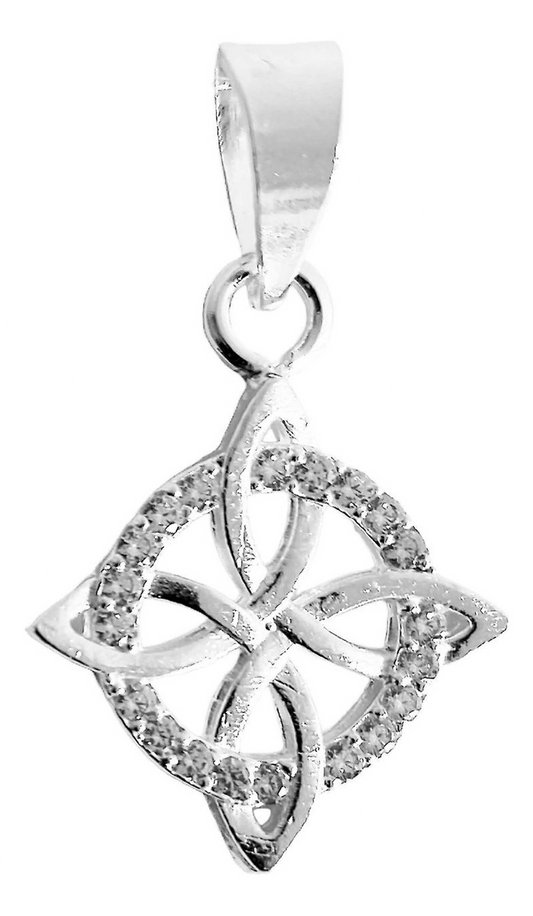 Dije Nudo De Bruja Celta Redondo Zirconias Plata Ley 925
