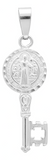 Dije Doble Vista Llave San Benito Diamantada Plata 925 4 Cm Plateado