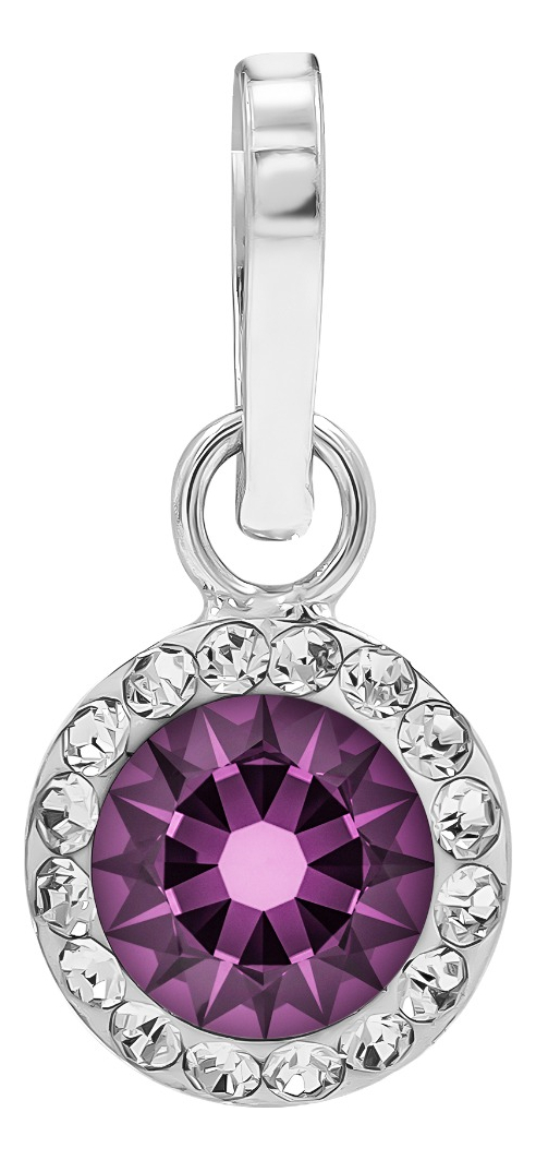 Juego Dije Aretes Plata 925 Con Cristales Zirconias 1.5 Cm Violeta