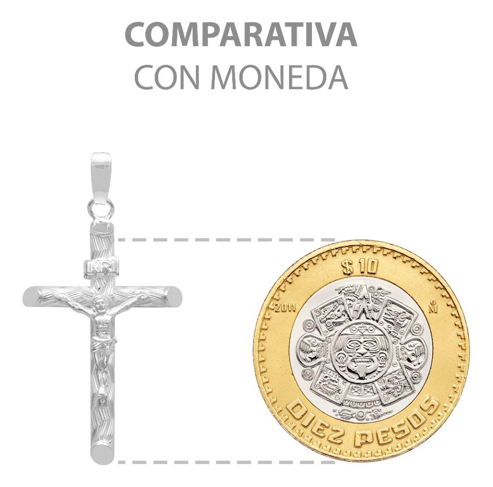 Joyaris Dije Cruz Tubular Cristo Plata 925 Unisex 30mm Plateado