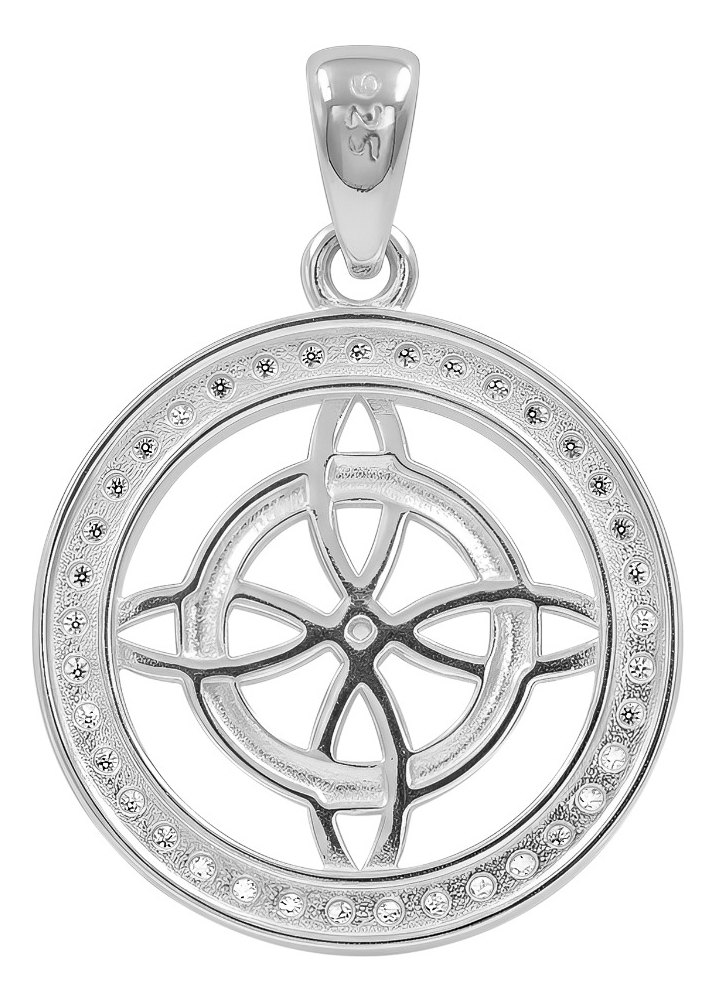 Dije Nudo De Bruja Plata Italiana S925 Contorno De Zirconias Plateado