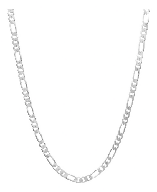 Cadena Figaro 3x1 Gruesa Hombre Regalo Plata 925 6 Mm 50 Cm Plateado